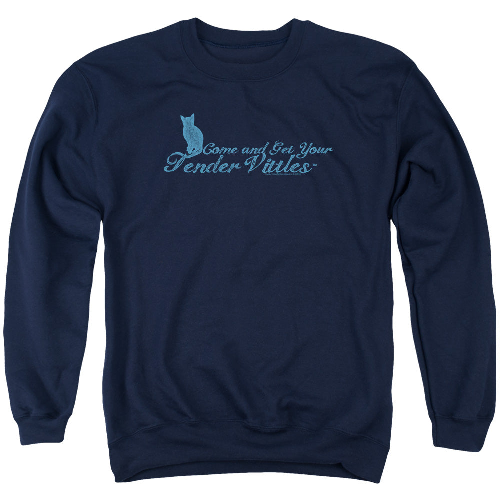 TENDER VITTLES/COME AND GET EM - ADULT CREWNECK SWEATSHIRT - NAVY
