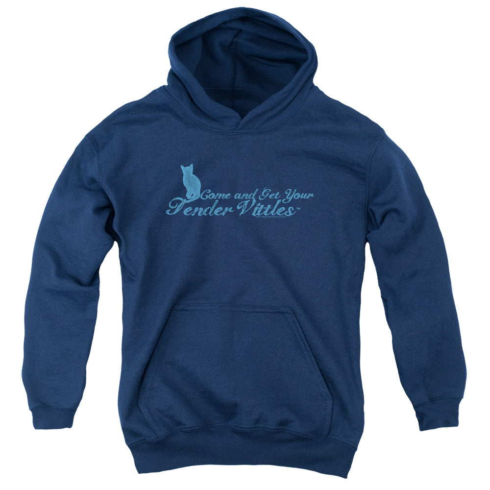 TENDER VITTLES/COME AND GET EM - YOUTH PULLOVER HOODIE - NAVY