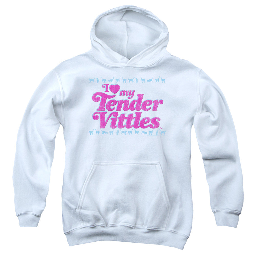 TENDER VITTLES/LOVE - YOUTH PULLOVER HOODIE - WHITE