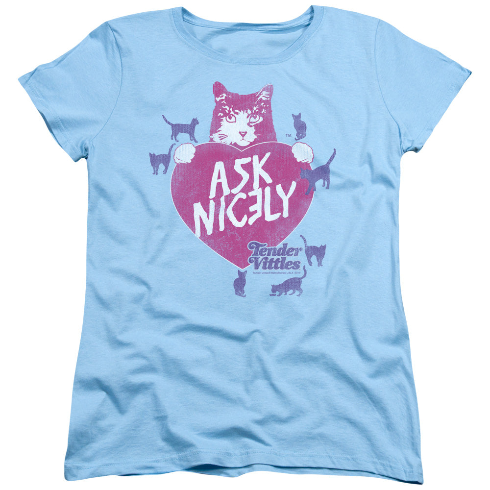TENDER VITTLES/NICELY - S/S WOMENS TEE - LIGHT BLUE