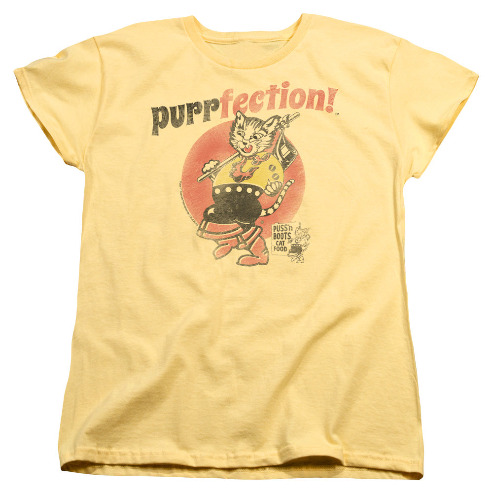 PUSS N BOOTS/PURRFECTION - S/S WOMENS TEE - BANANA