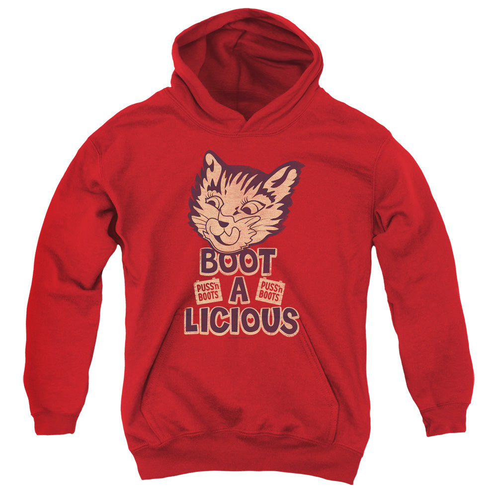 PUSS N BOOTS/BOOT A LICIOUS - YOUTH PULLOVER HOODIE - RED