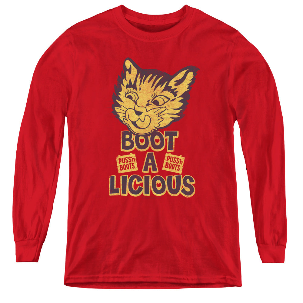 PUSS N BOOTS/BOOT A LICIOUS - YOUTH LONG SLEEVE TEE - RED