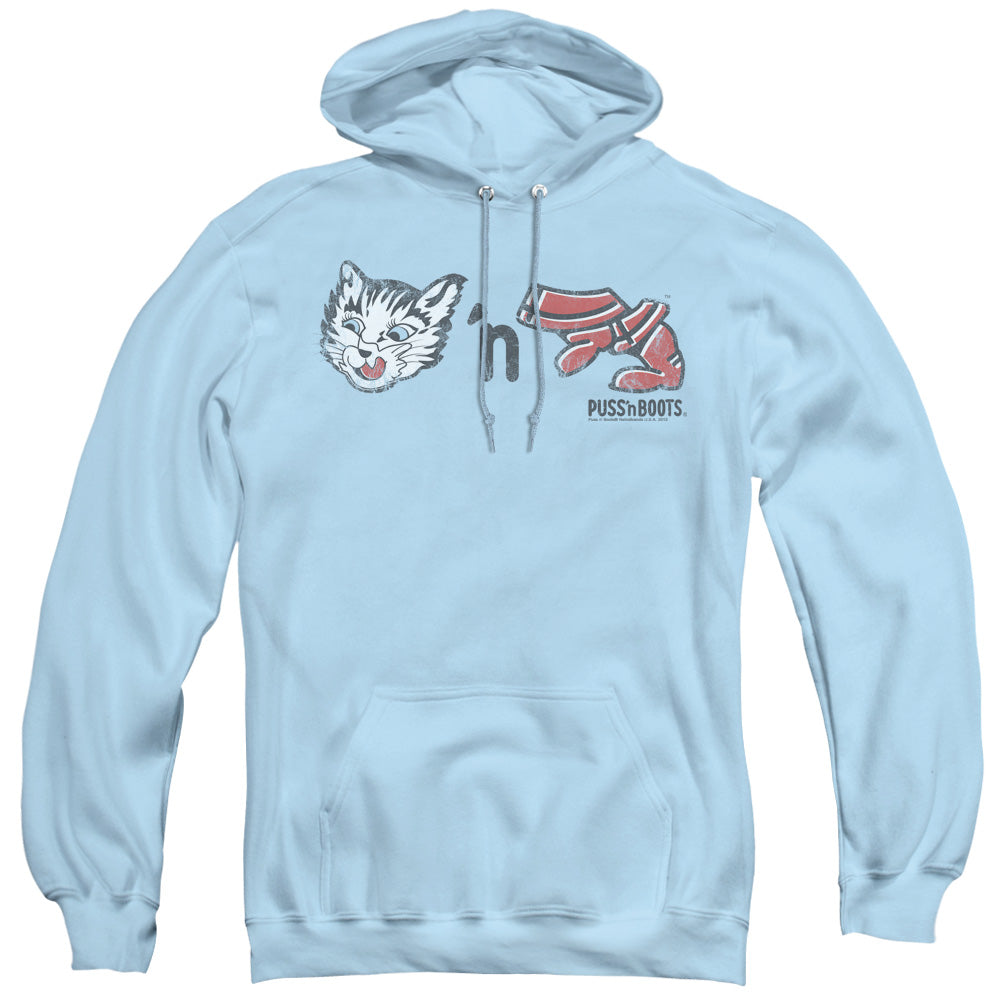 PUSS N BOOTS/REBUS LOGO - ADULT PULLOVER HOODIE - LIGHT BLUE
