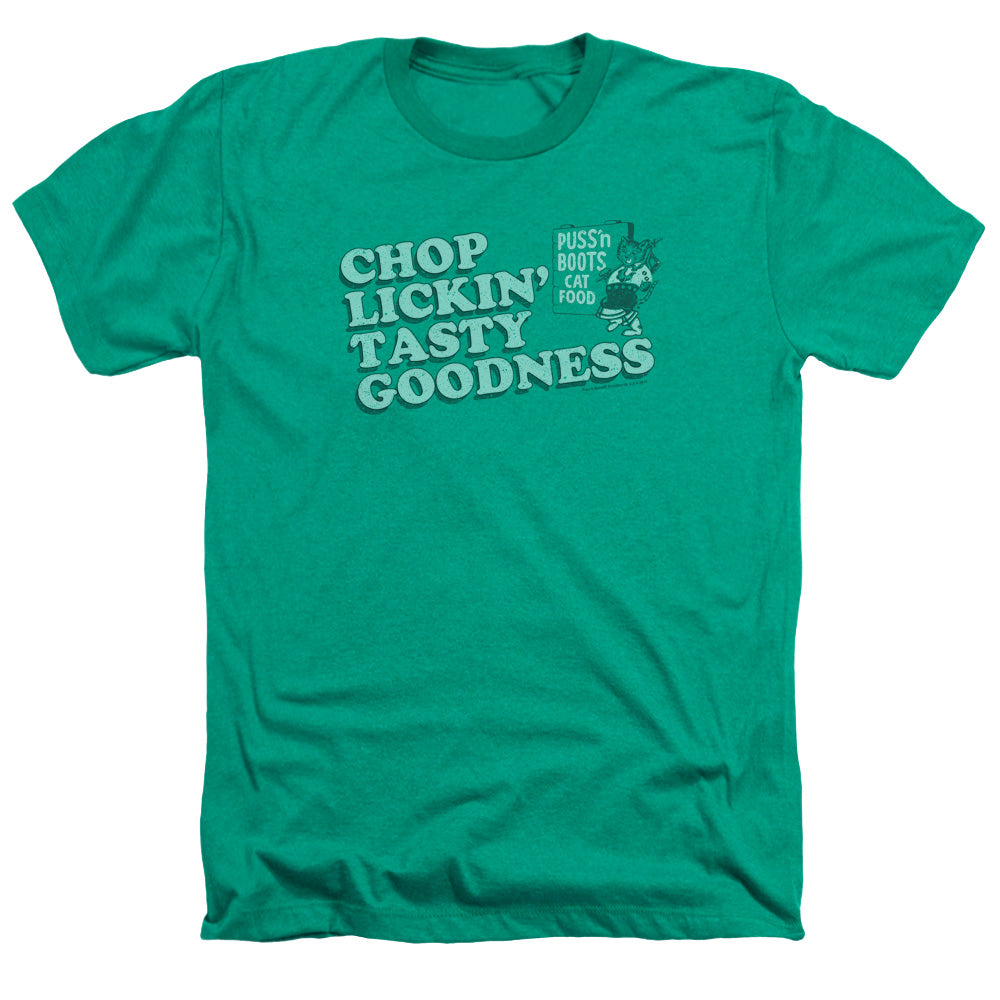 PUSS N BOOTS/CHOP LICKIN TASTY GOODNESS - ADULT HEATHER - KELLY GREEN
