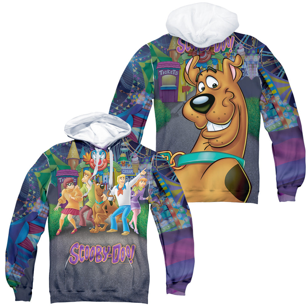 SCOOBY DOO/AMUSEMENT PARK (FRONT/BACK PRINT) - ADULT POLY PULLOVER HOODIE - MULTI