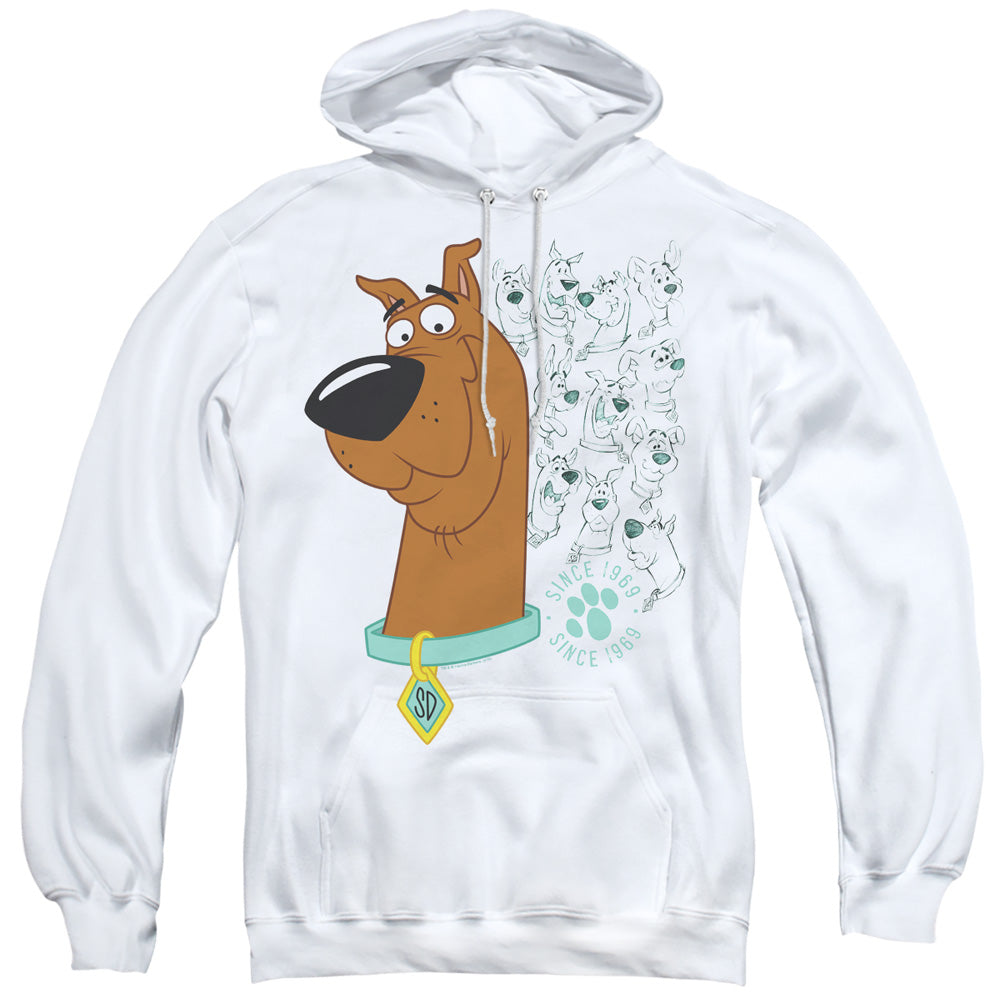 SCOOBY DOO/EVOLUTION OF SCOOBY DOO - ADULT PULLOVER HOODIE - WHITE