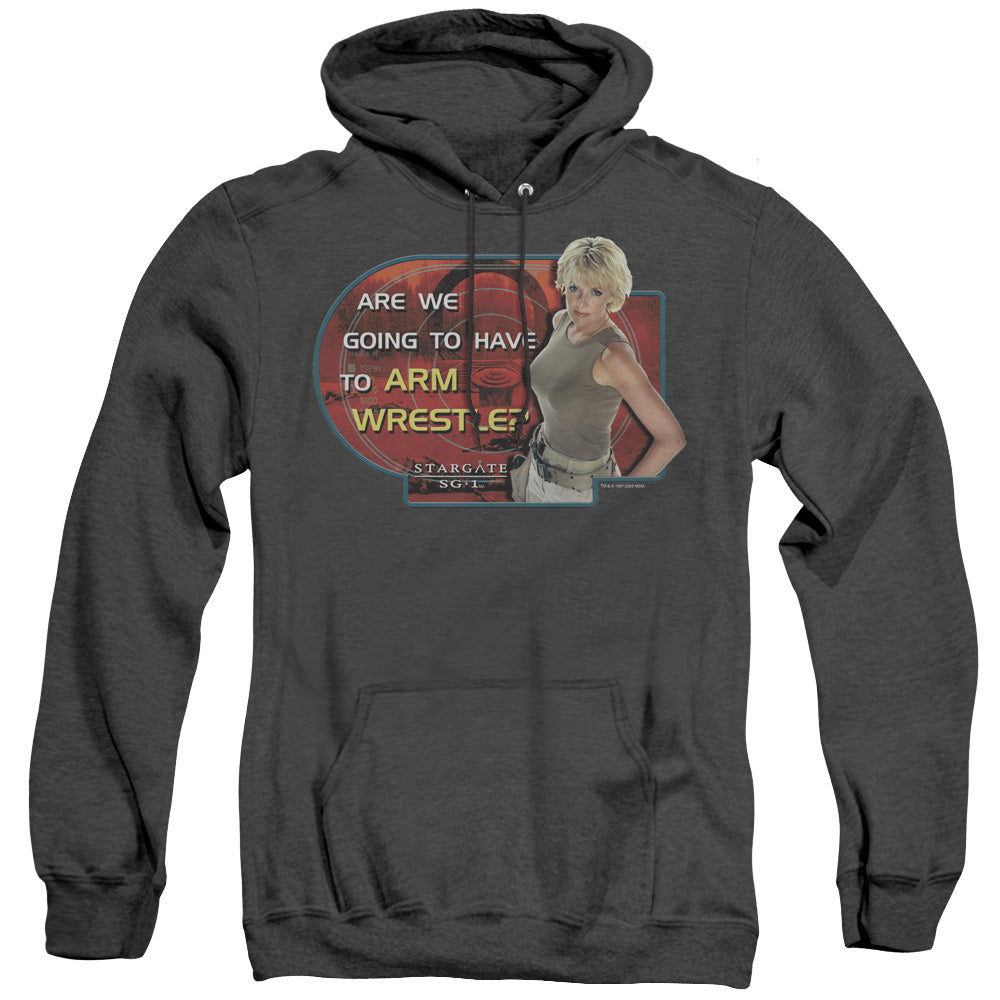 SG1/ARM WRESTLE - ADULT HEATHER HOODIE - BLACK