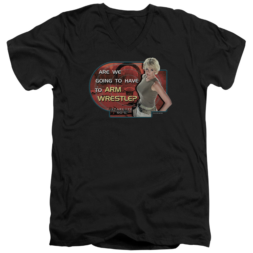 SG1/ARM WRESTLE - S/S ADULT V-NECK 30/1 - BLACK