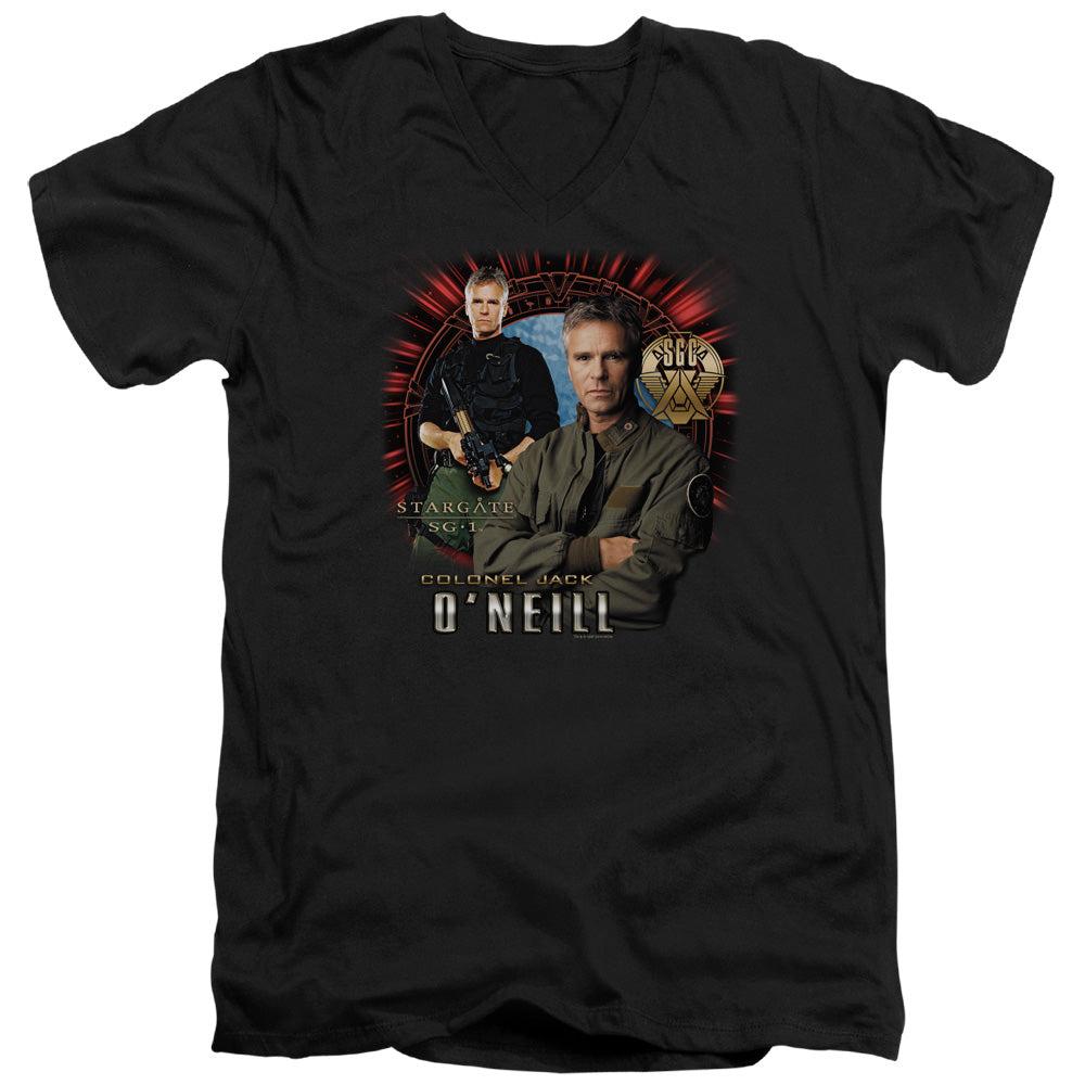 SG1/JACK ONEILL - S/S ADULT V-NECK 30/1 - BLACK