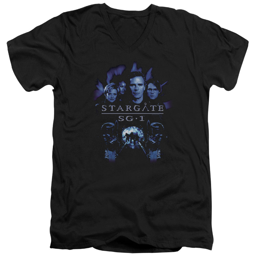 SG1/SG1 STARGATE COMMAND - S/S ADULT V-NECK 30/1 - BLACK