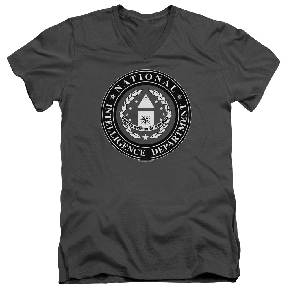 SG1/NID LOGO - S/S ADULT V-NECK 30/1 - CHARCOAL