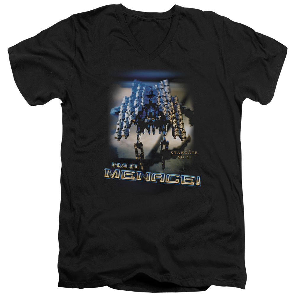 SG1/MENACE - S/S ADULT V-NECK 30/1 - BLACK