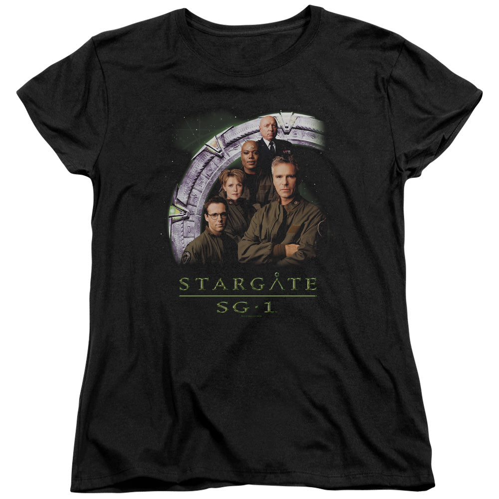 SG1/CAST STACKED - S/S WOMENS TEE - BLACK