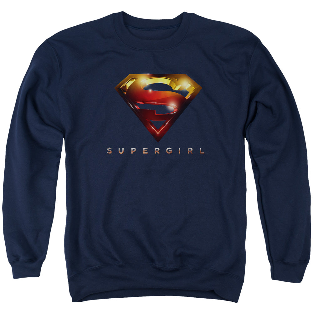 SUPERGIRL/LOGO GLARE - ADULT CREWNECK SWEATSHIRT - NAVY
