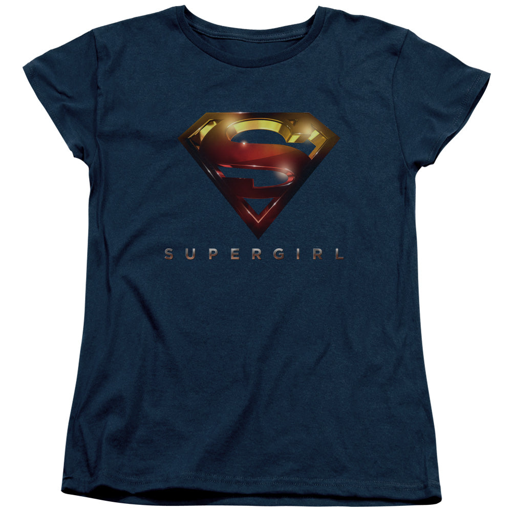 SUPERGIRL/LOGO GLARE - S/S WOMENS TEE - NAVY