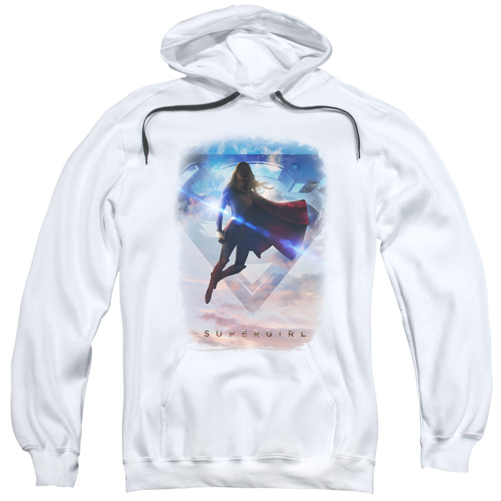 SUPERGIRL/ENDLESS SKY - ADULT PULLOVER HOODIE - WHITE