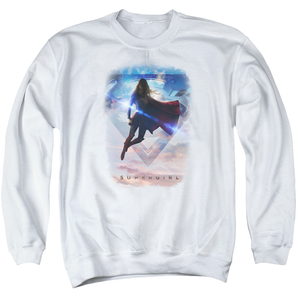 SUPERGIRL/ENDLESS SKY - ADULT CREWNECK SWEATSHIRT - WHITE
