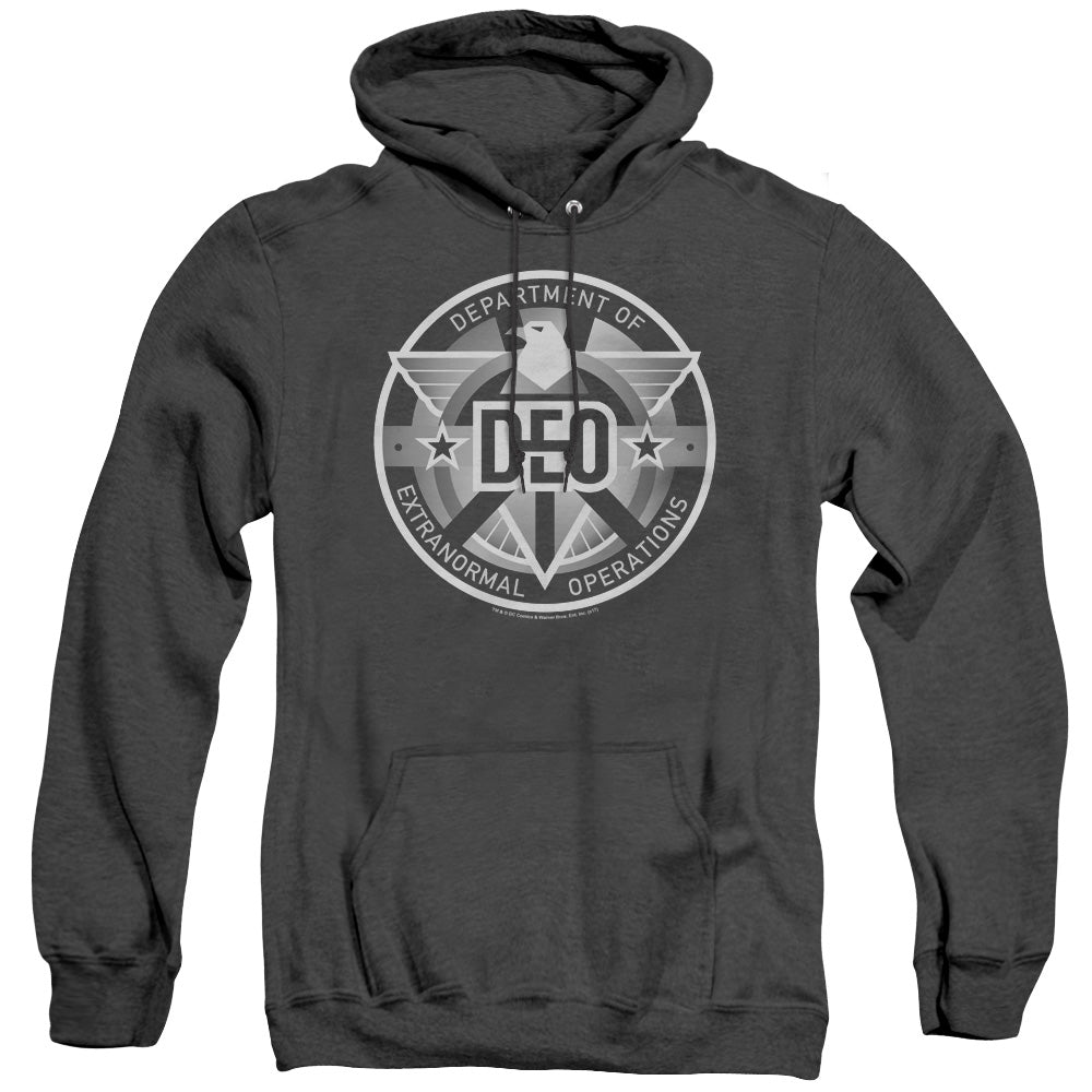 SUPERGIRL/DEO - ADULT HEATHER HOODIE - BLACK