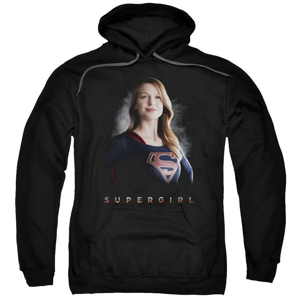 SUPERGIRL/STAND TALL - ADULT PULLOVER HOODIE - BLACK