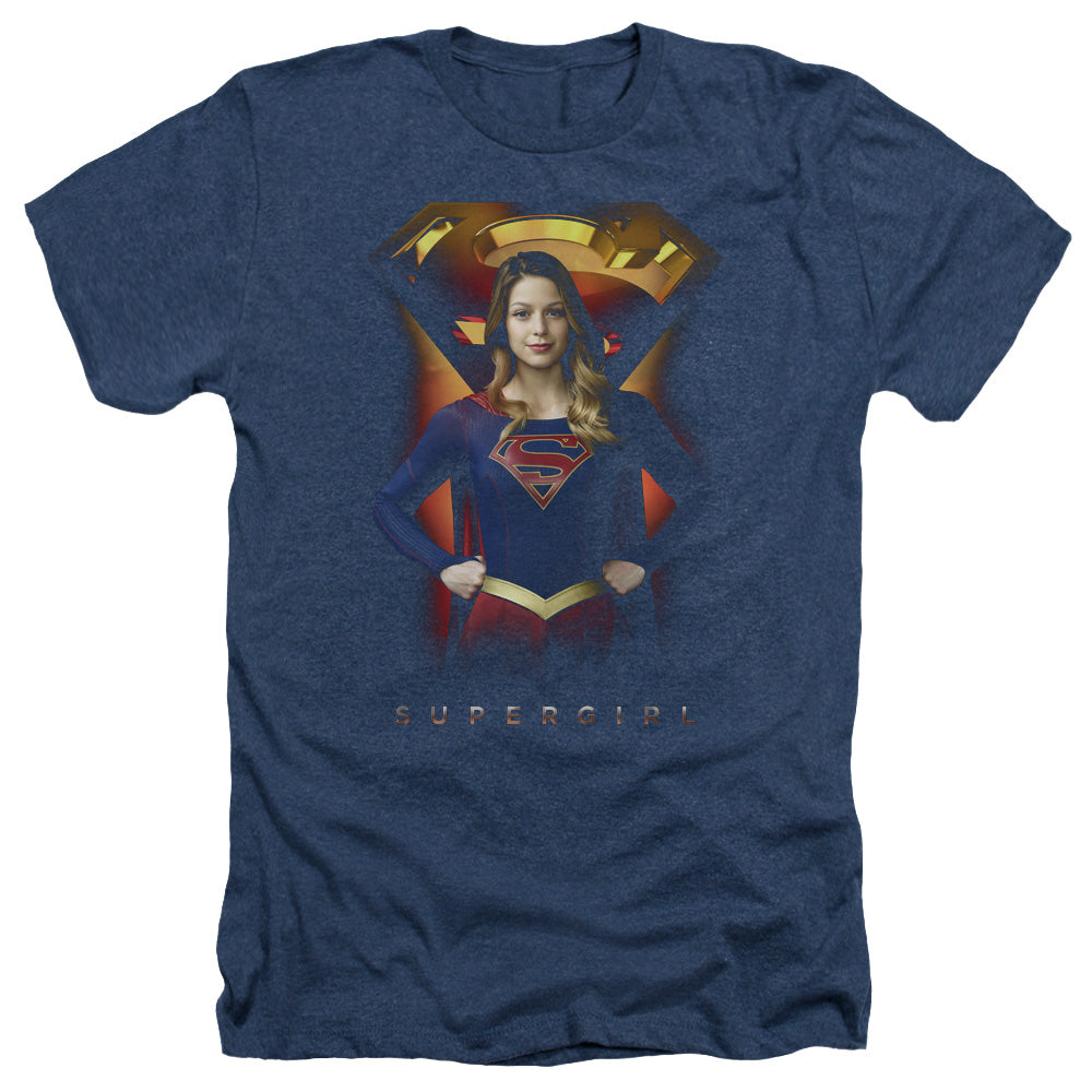 SUPERGIRL/STANDING SYMBOL - ADULT HEATHER - NAVY