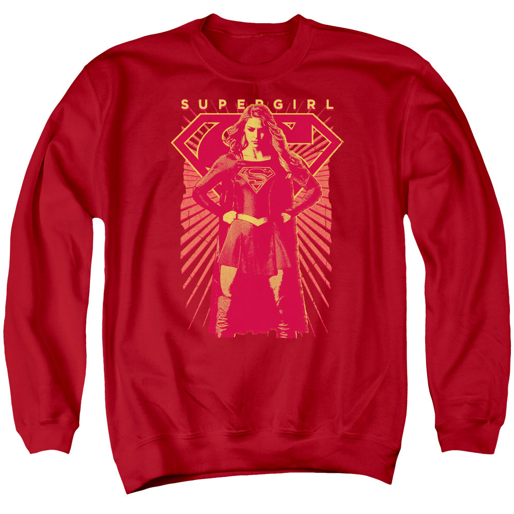 SUPERGIRL/READY SET - ADULT CREWNECK SWEATSHIRT - RED
