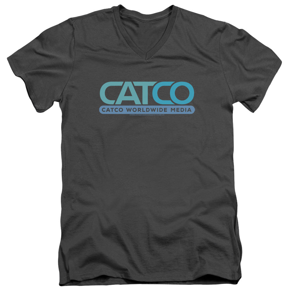 SUPERGIRL/CATCO LOGO - S/S ADULT V-NECK 30/1 - CHARCOAL