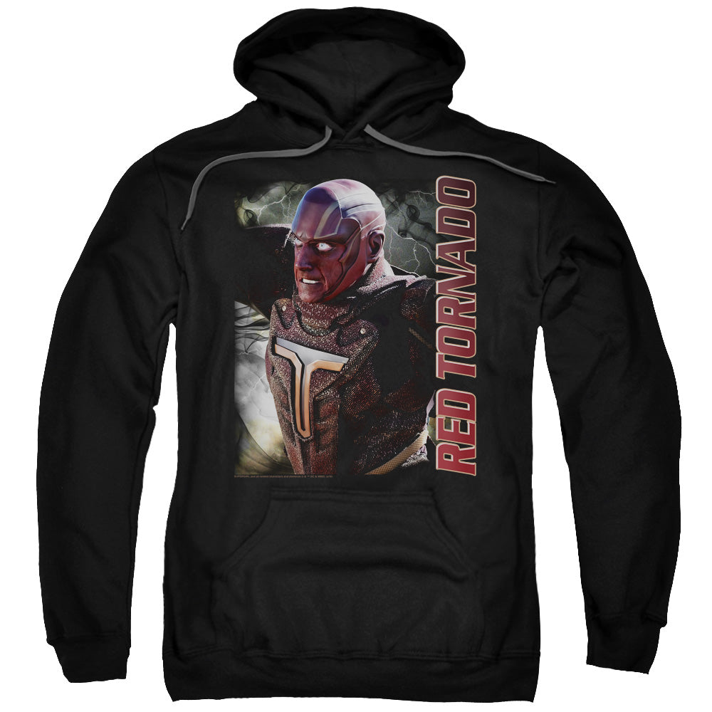 SUPERGIRL/RED TORNADO - ADULT PULLOVER HOODIE - BLACK