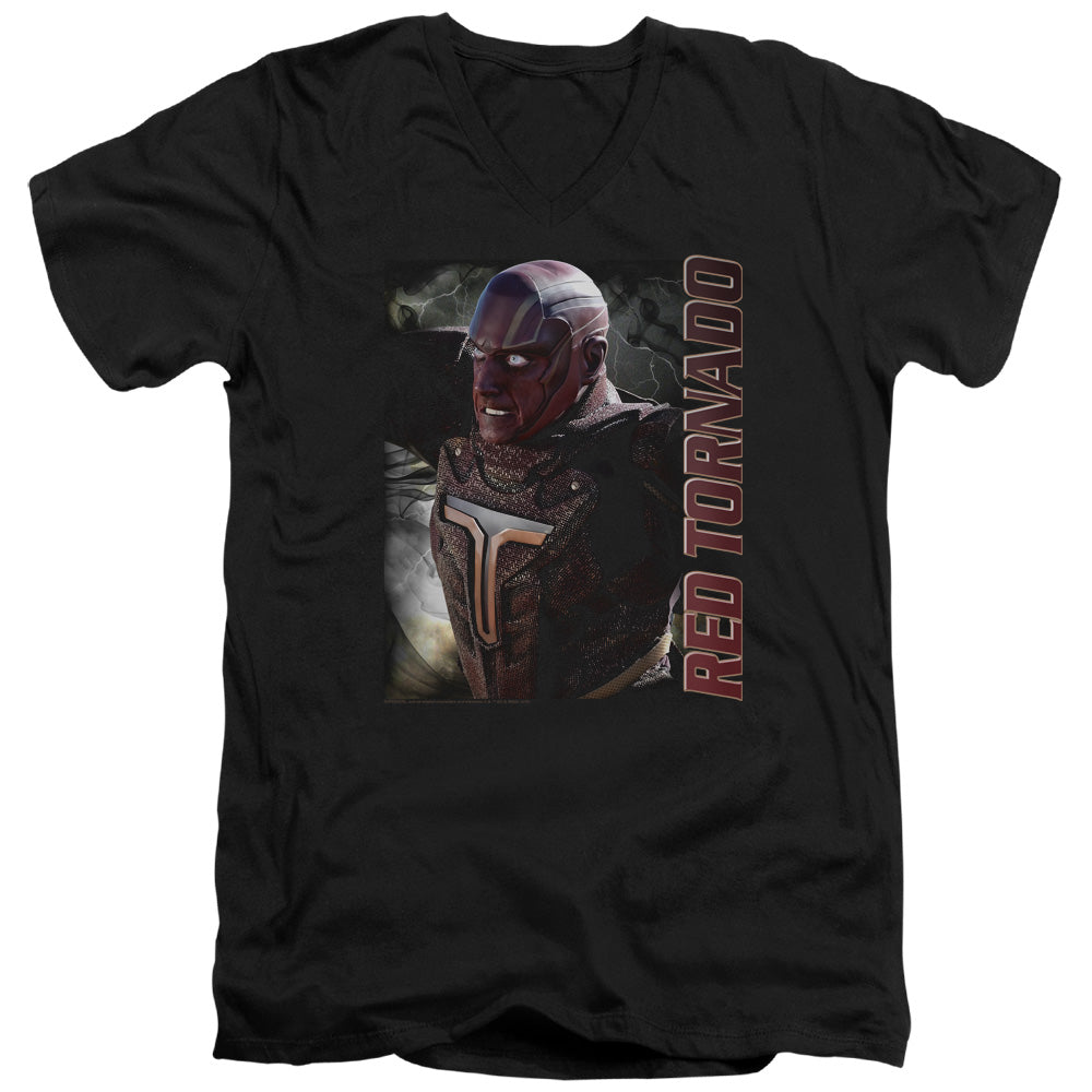 SUPERGIRL/RED TORNADO - S/S ADULT V-NECK 30/1 - BLACK