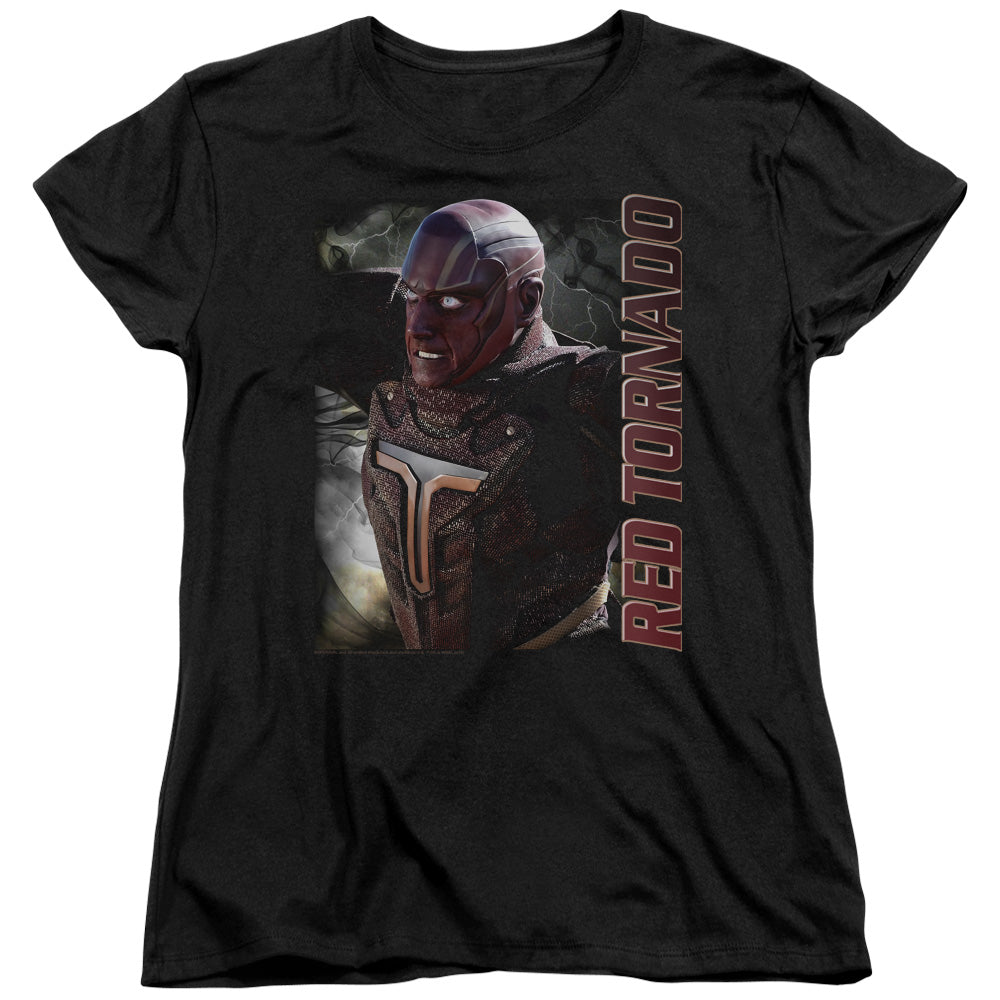 SUPERGIRL/RED TORNADO - S/S WOMENS TEE - BLACK