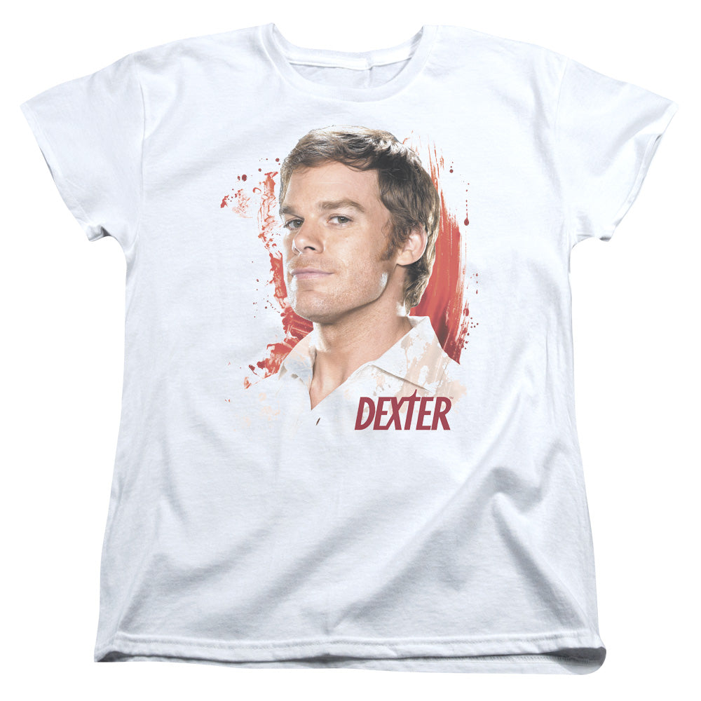 DEXTER/BLOOD SPLATTER - S/S WOMENS TEE - WHITE
