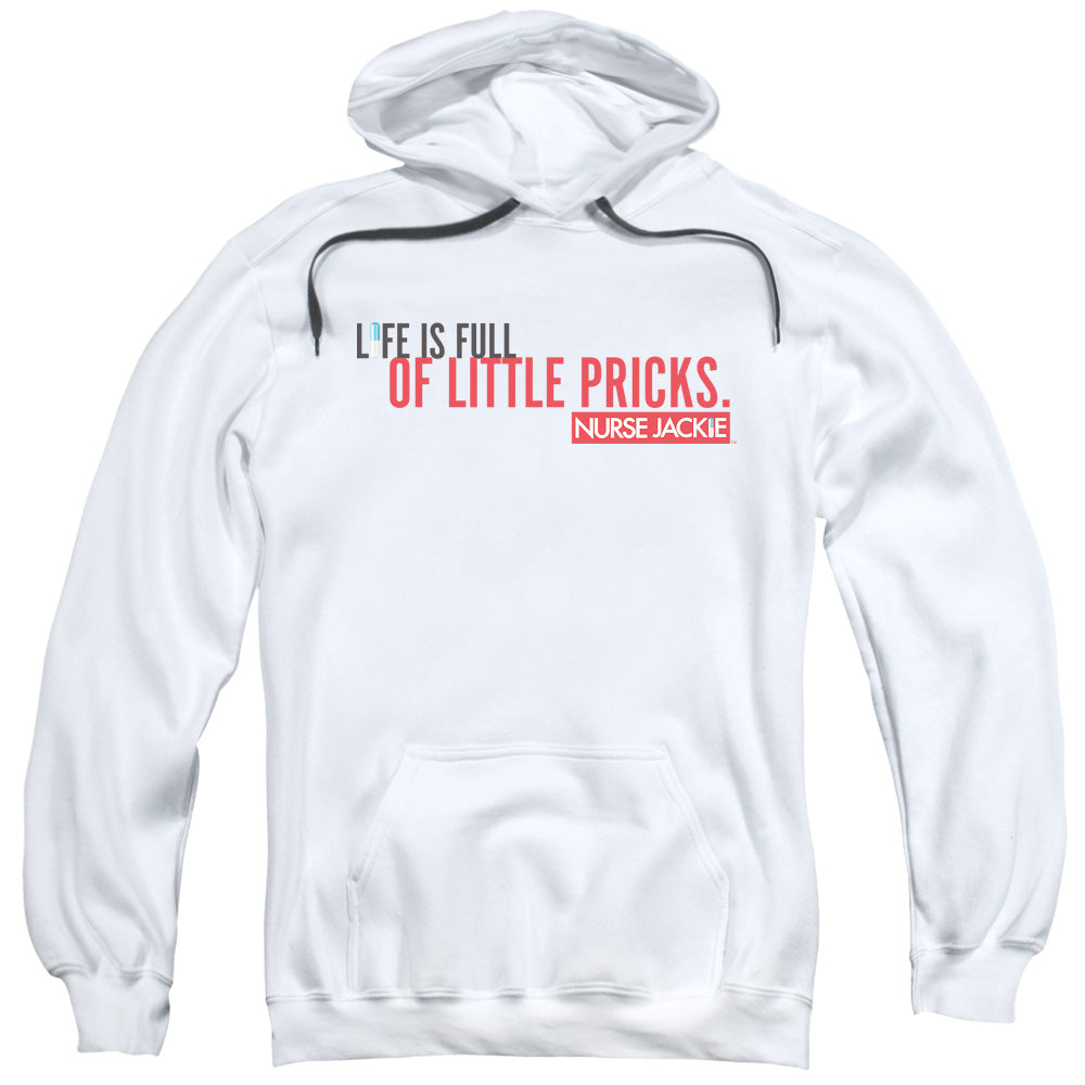 NURSE JACKIE/LIFE IS FULL - ADULT PULLOVER HOODIE - WHITE
