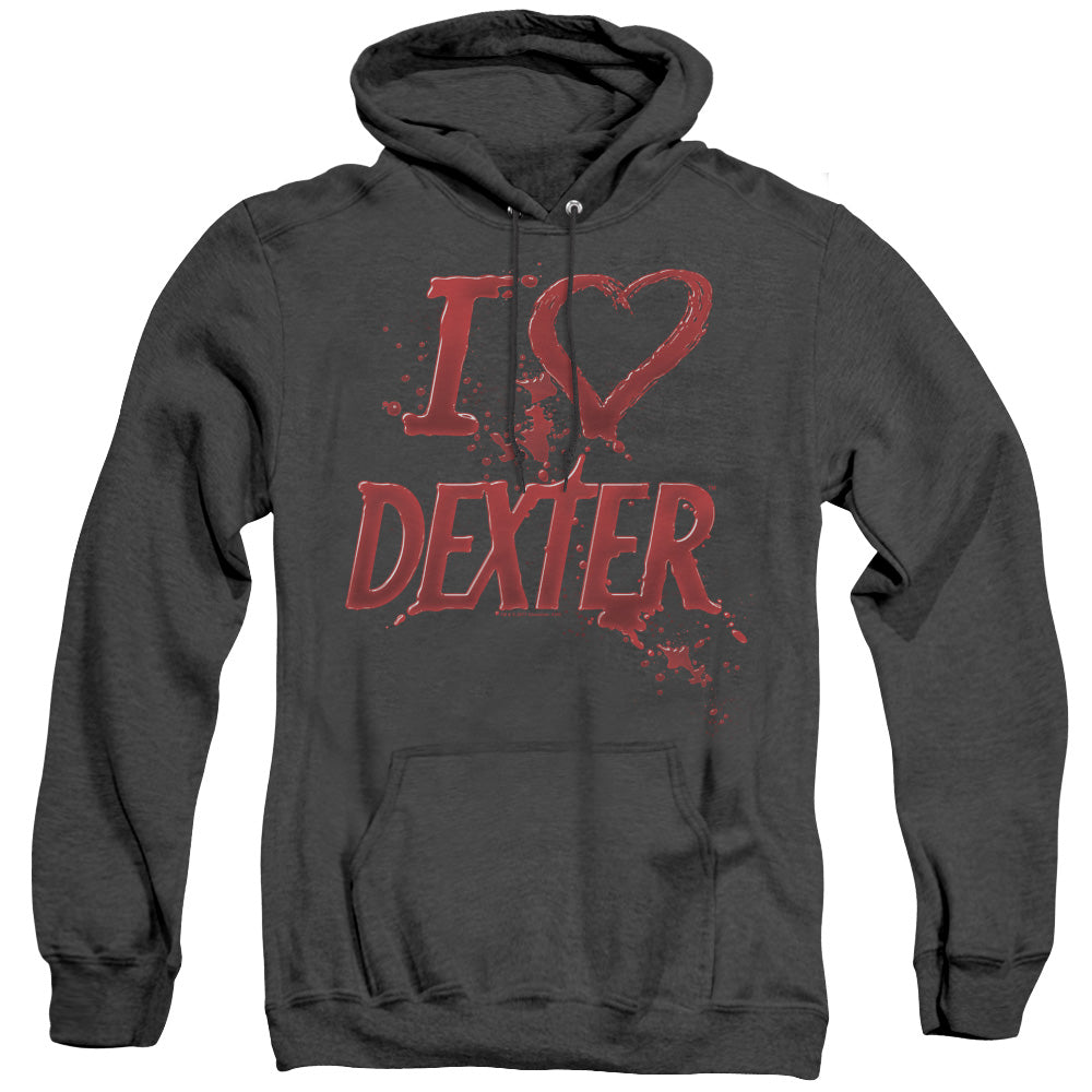 DEXTER/I HEART DEXTER - ADULT HEATHER HOODIE - BLACK