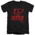 DEXTER/I HEART DEXTER - S/S ADULT V-NECK 30/1 - BLACK