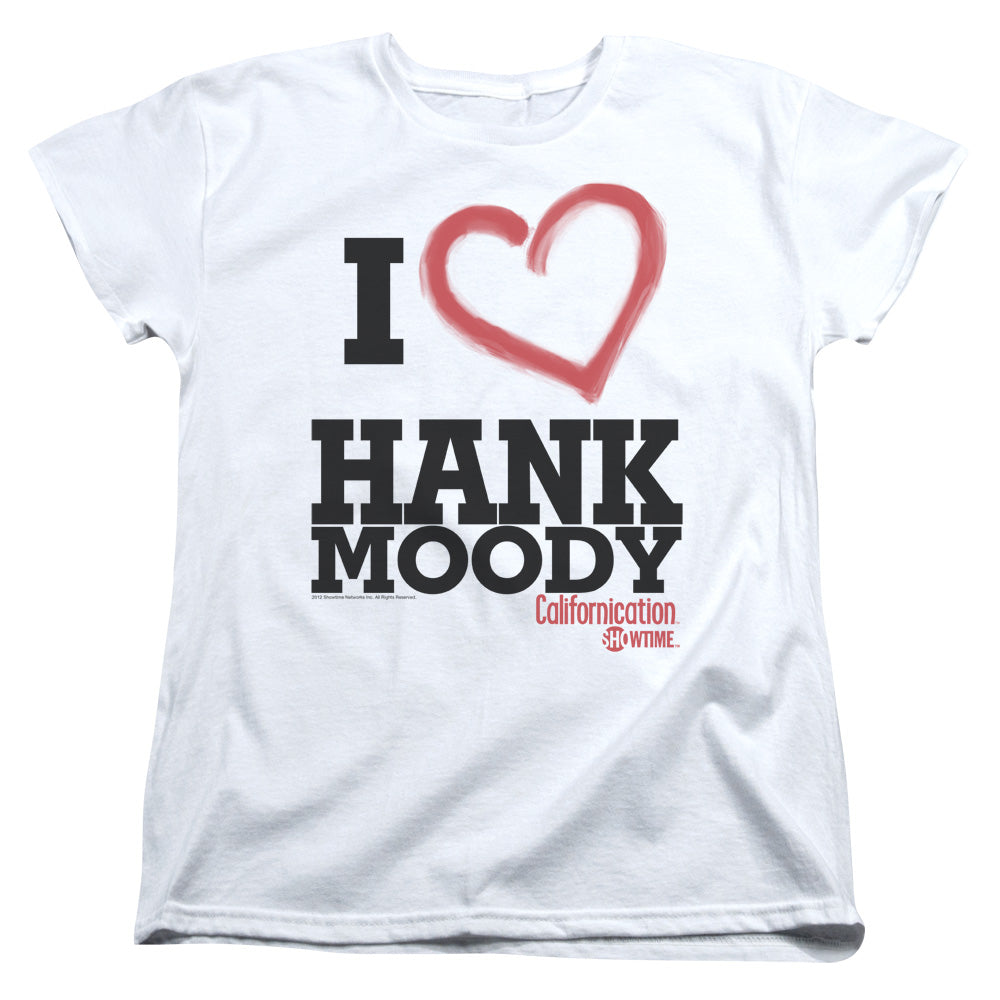 CALIFORNICATION/I HEART HANK MOODY - S/S WOMENS TEE - WHITE
