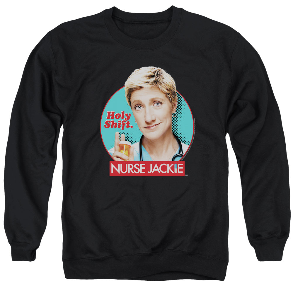 NURSE JACKIE/HOLY SHIFT - ADULT CREWNECK SWEATSHIRT - BLACK