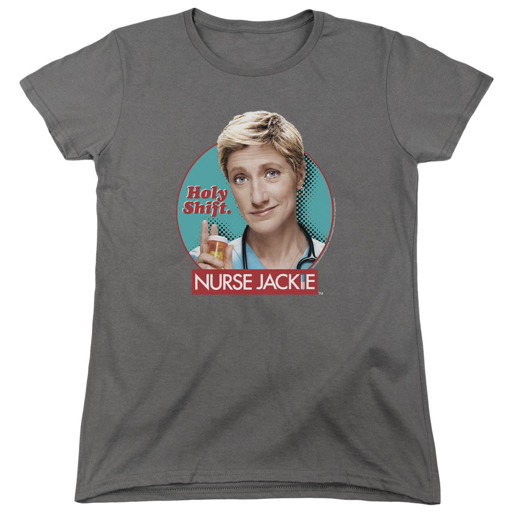 NURSE JACKIE/HOLY SHIFT - S/S WOMENS TEE - CHARCOAL