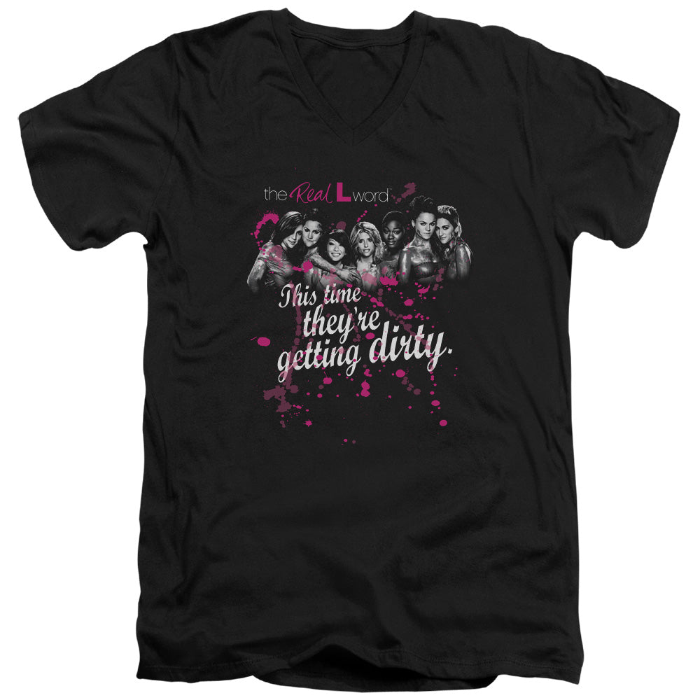 THE REAL L WORD/DIRTY - S/S ADULT V-NECK 30/1 - BLACK