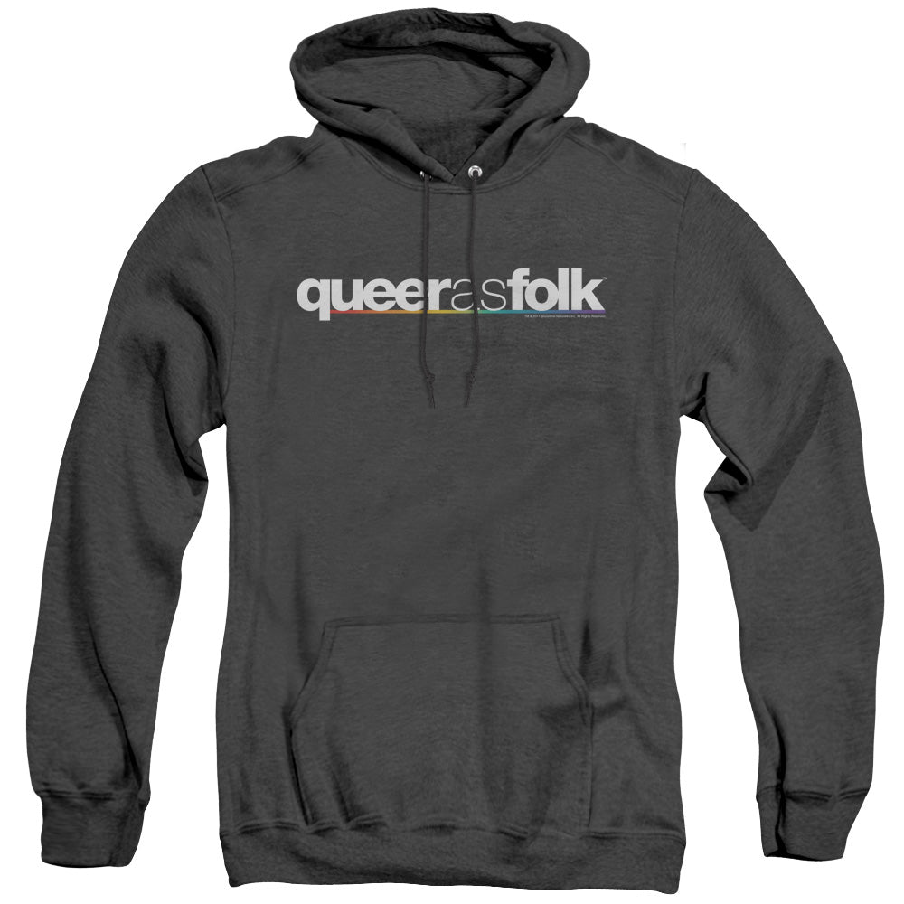 QUEER AS FOLK/LOGO - ADULT HEATHER HOODIE - BLACK