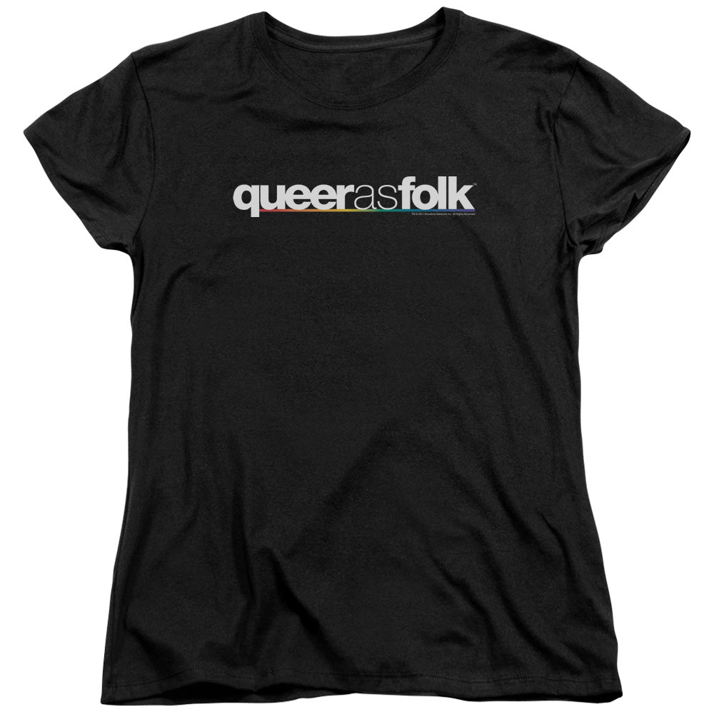 QUEER AS FOLK/LOGO - S/S WOMENS TEE - BLACK