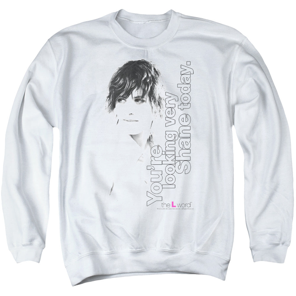THE L WORD/LOOKING SHANE TODAY - ADULT CREWNECK SWEATSHIRT - WHITE