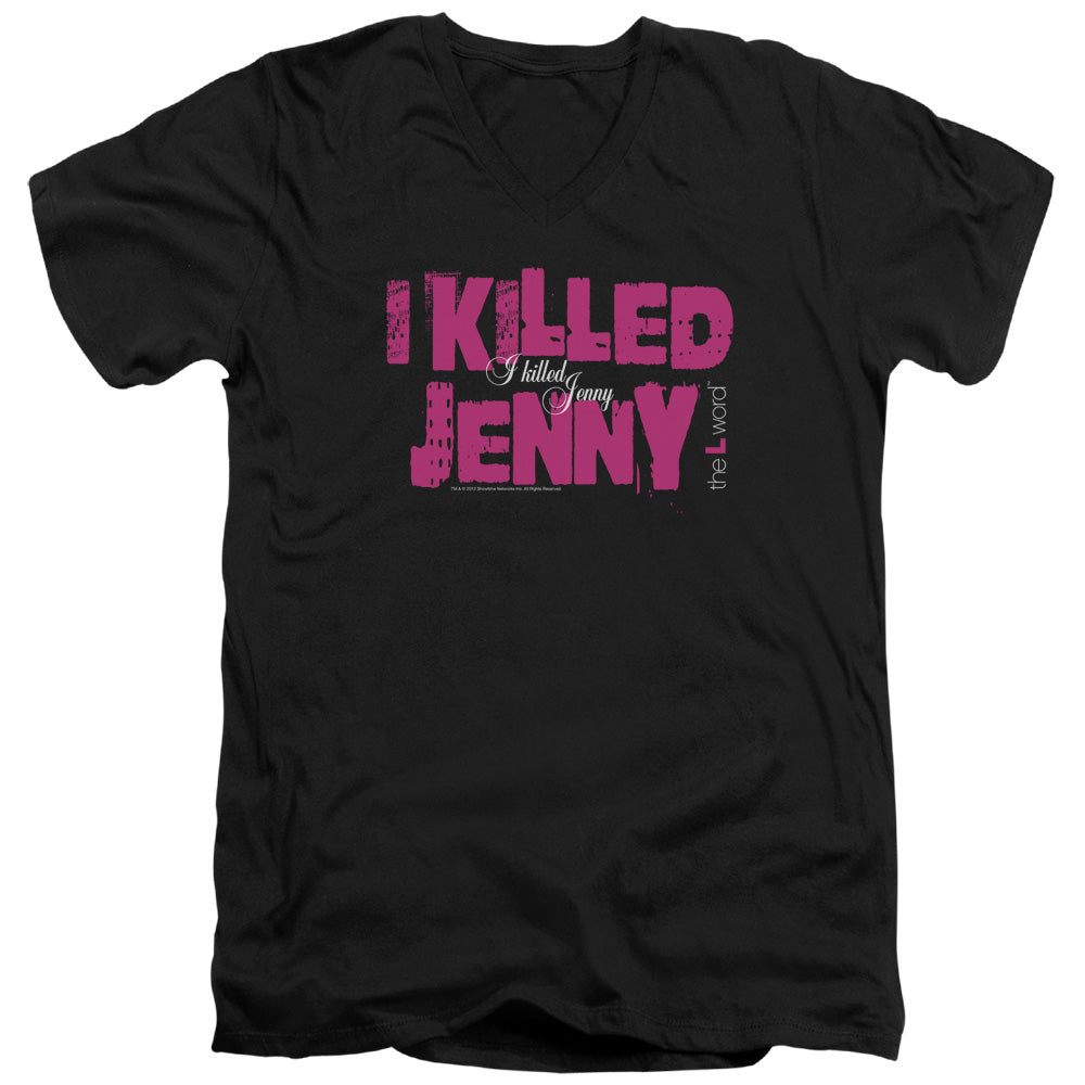 THE L WORD/I KILLED JENNY - S/S ADULT V-NECK 30/1 - BLACK