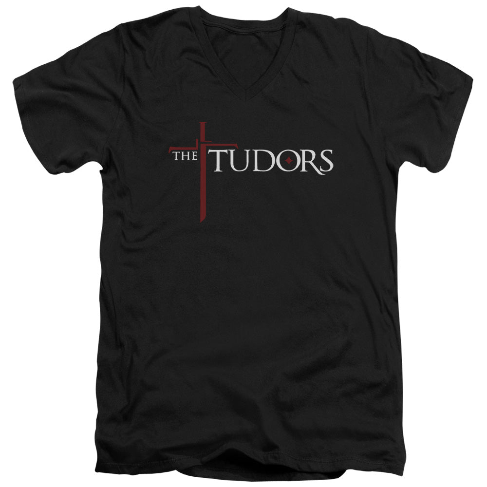 TUDORS/LOGO - S/S ADULT V-NECK 30/1 - BLACK