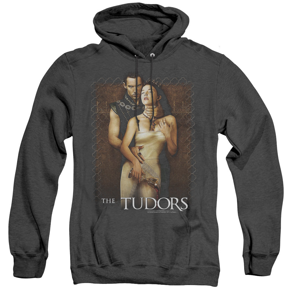 TUDORS/SPILT WINE - ADULT HEATHER HOODIE - BLACK