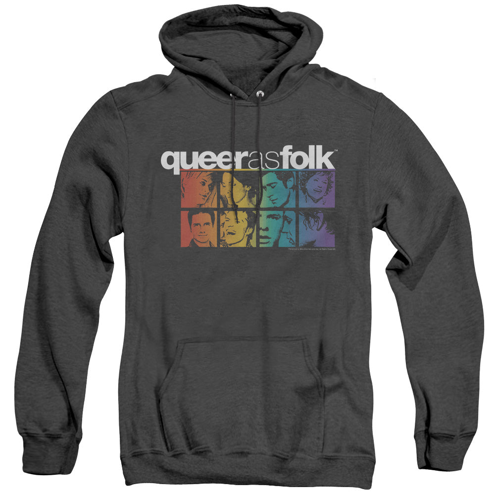 QUEER AS FOLK/CAST - ADULT HEATHER HOODIE - BLACK