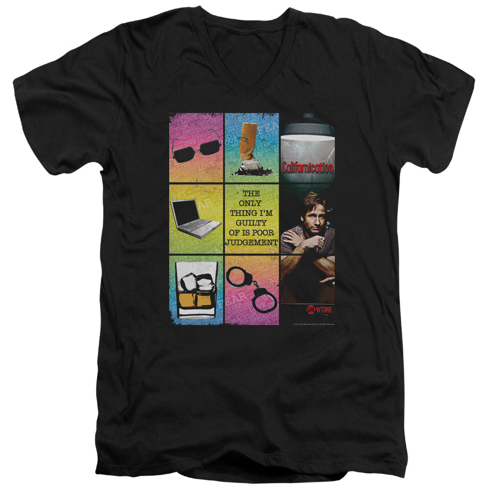 CALIFORNICATION/POOR JUDGEMENT - S/S ADULT V-NECK 30/1 - BLACK