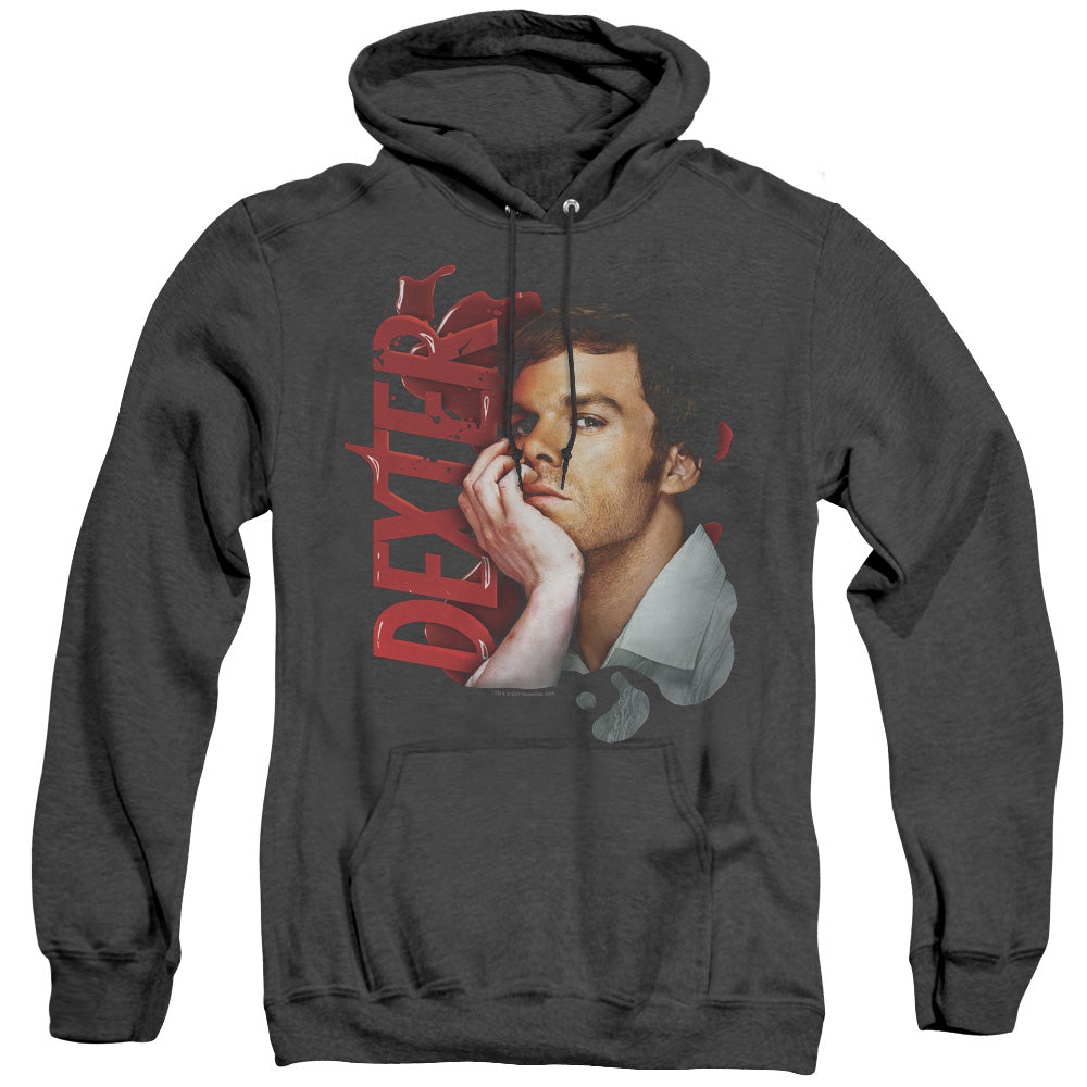 DEXTER/LAYERED - ADULT HEATHER HOODIE - BLACK