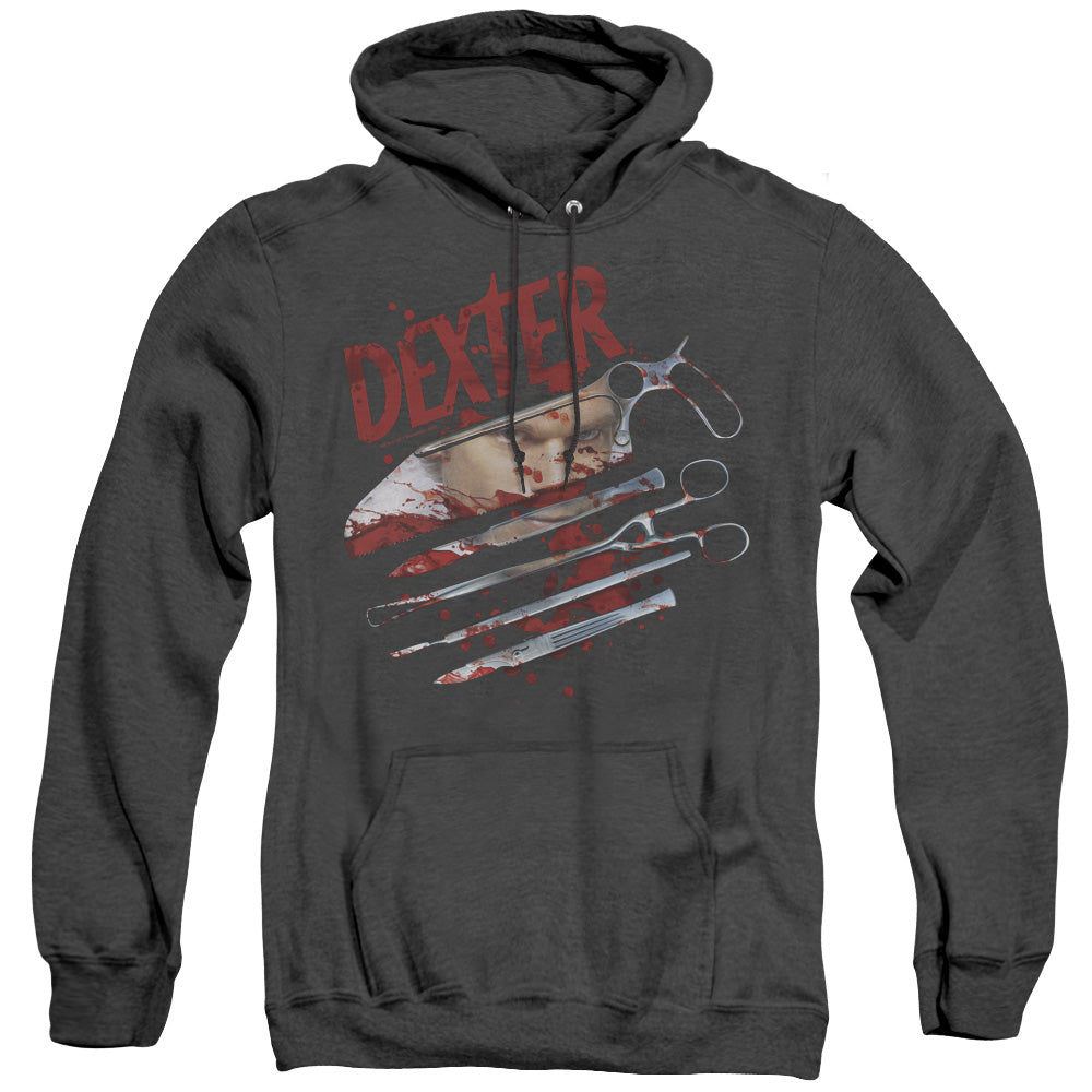 DEXTER/BLOOD NEVER LIES 2 - ADULT HEATHER HOODIE - BLACK