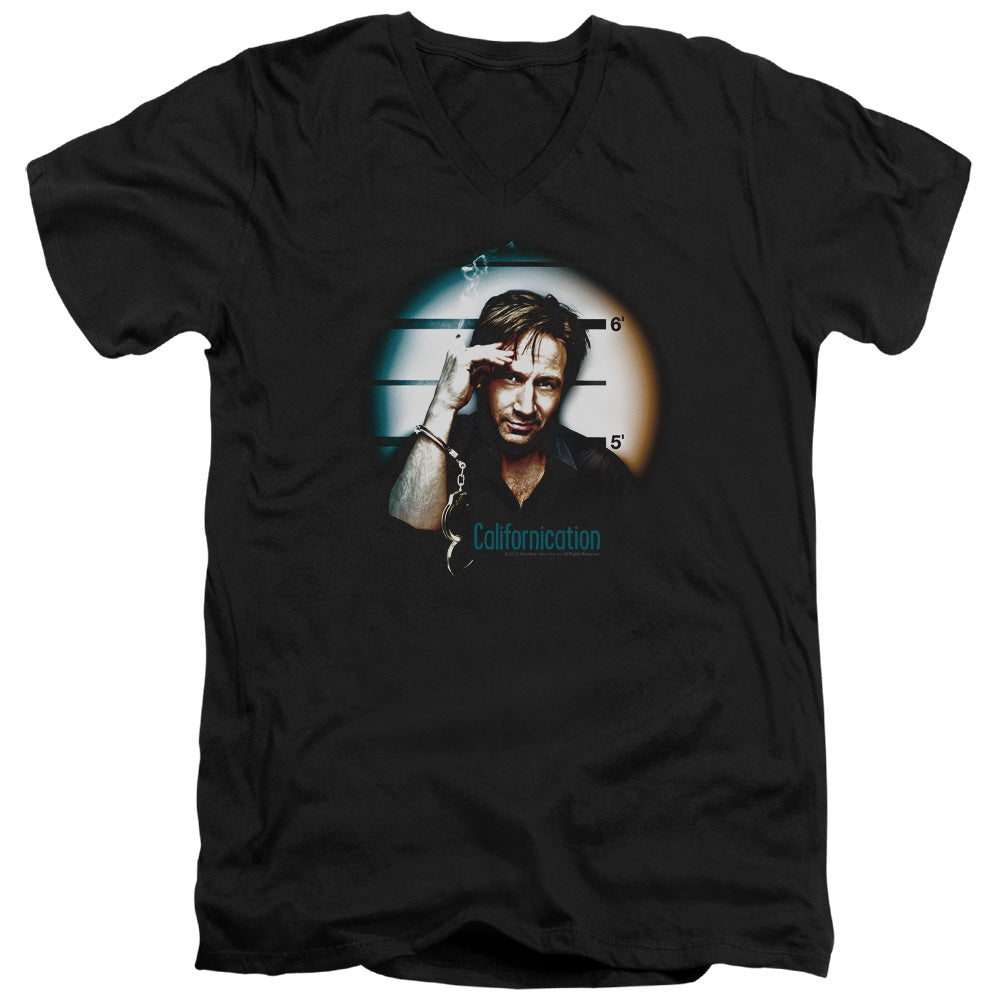 CALIFORNICATION/IN HANDCUFFS - S/S ADULT V-NECK 30/1 - BLACK