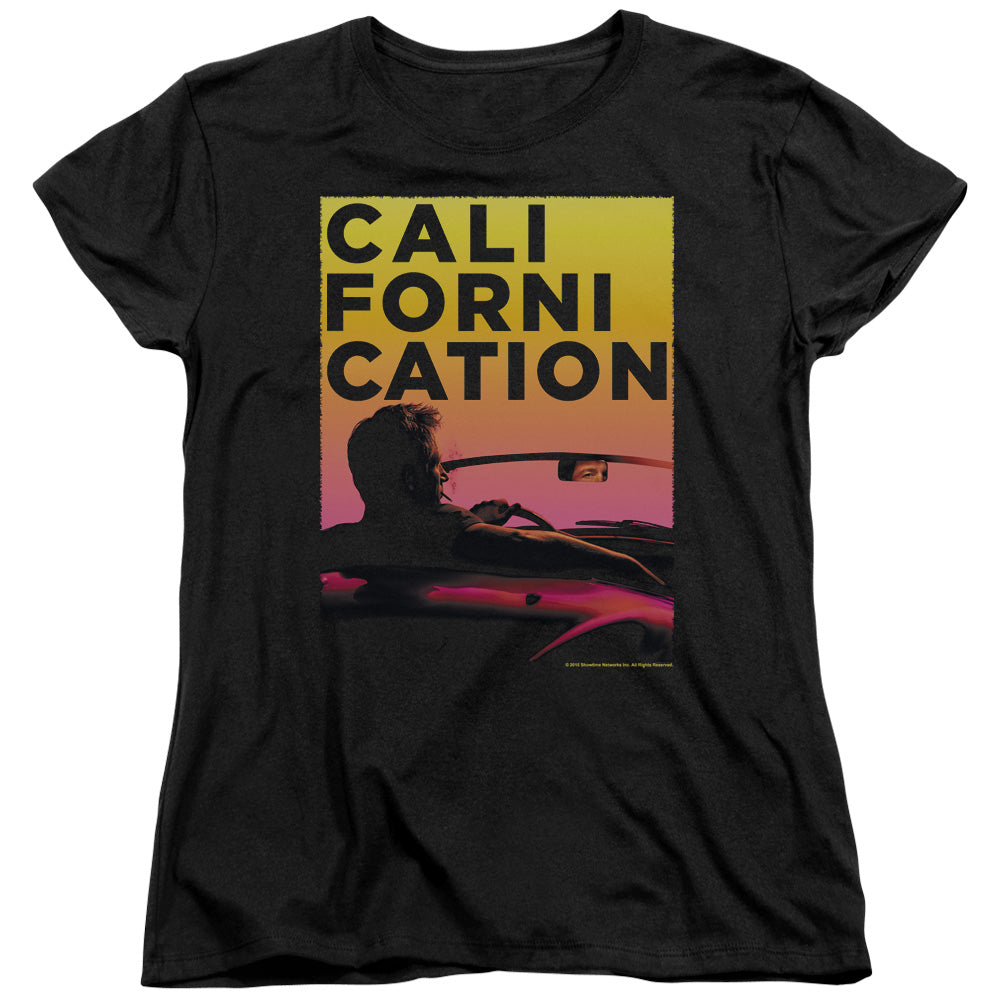 CALIFORNICATION/SUNSET RIDE - S/S WOMENS TEE - BLACK